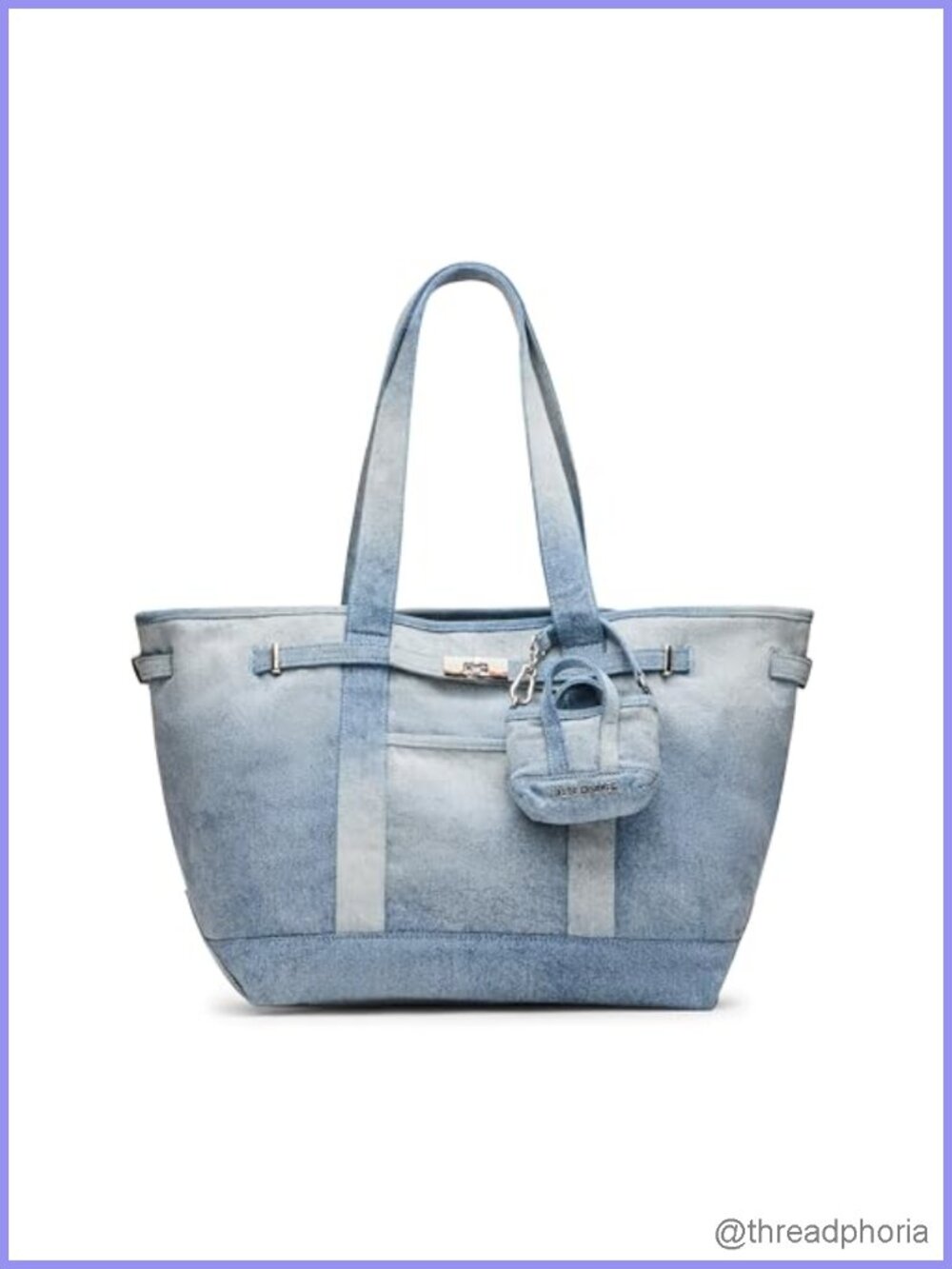 Canvas Tote Bag with Crossbody Strap & Mini Bag Charm